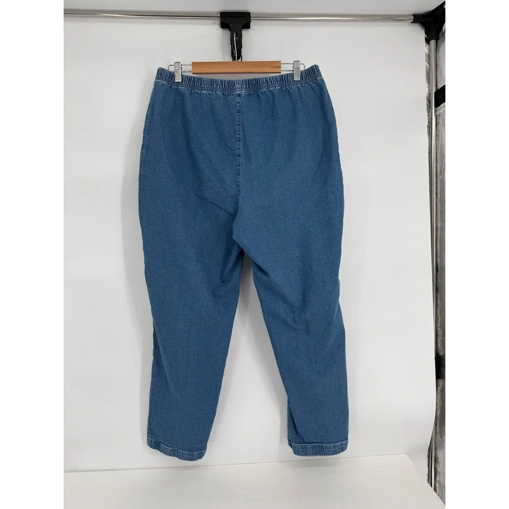 Croft & Barrow Womens Plus Sz 1X Short Blue Elastic Waist Pull On Denim Jeans